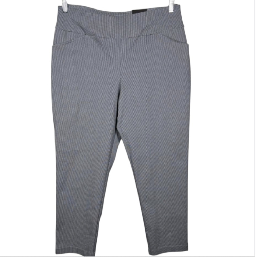 NEW Versona Modern Black White Gingham Stretch Pull On Crop Pants Womens Large